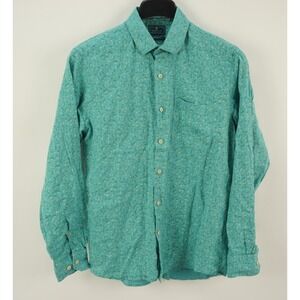 Linen Club Studio Mens 15.5 Medium Long Sleeve Blue Green Floral Button Up Shirt